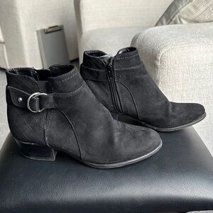 Unisa Black Suede Ankle Booties with Side Buckle